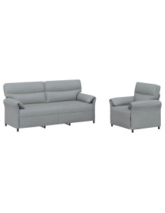 Set di divani 2 pz Grigio Chiaro Tessuto 2