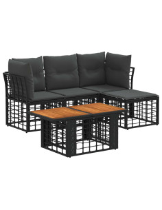 Set Divano da Giardino 5 pz Nero e Grigio scuro polyrattan 2