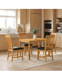 Set da pranzo 5 pz Nero Legno di Quercia Massello