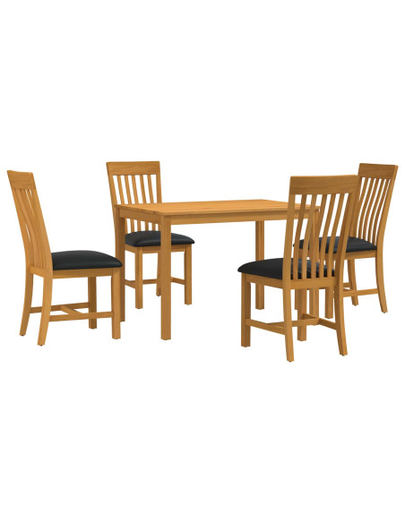 Set da pranzo 5 pz Nero Legno di Quercia Massello