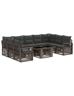 Set Divano da Giardino 10 pz Grigio e Grigio Scuro polyrattan 2