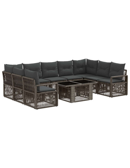 Set Divano da Giardino 10 pz Grigio e Grigio Scuro polyrattan