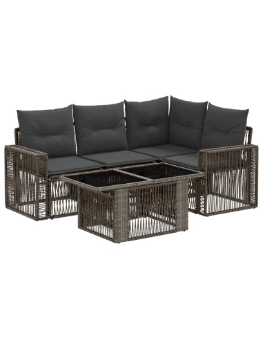 Set Divano da Giardino 5 pz Grigio e Grigio Scuro polyrattan