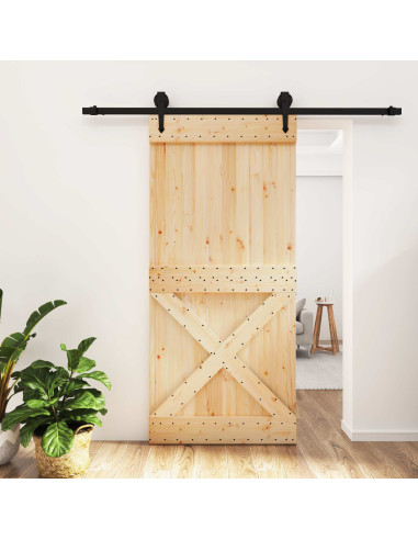 Porta scorrevole Naturale e Nero 95 x 210 cm