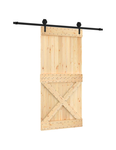 Porta scorrevole Naturale e Nero 95 x 210 cm