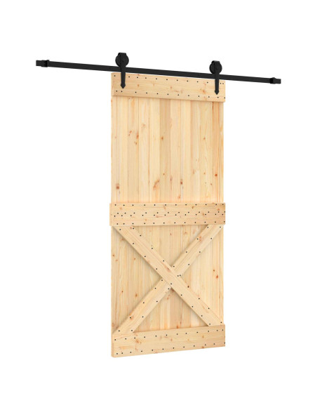 Porta scorrevole Naturale e Nero 95 x 210 cm