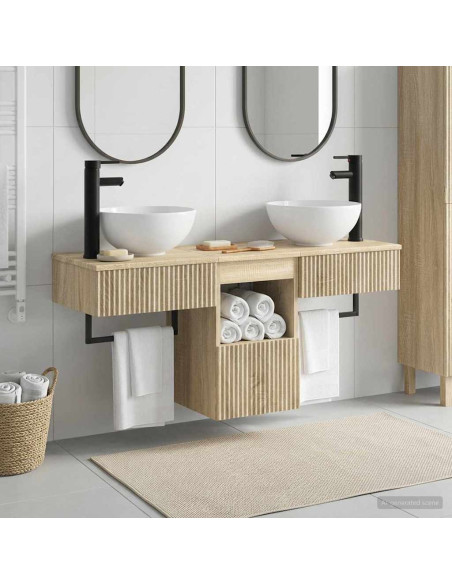 Set di mobili per il bagno 3 pz Rovere Sonoma
