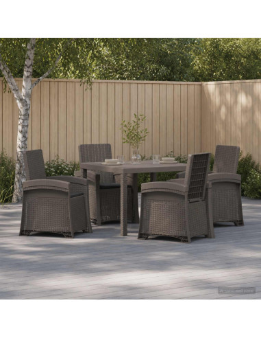 Set da Pranzo per Giardino 5 pz Grigio chiaro e Antracite PP