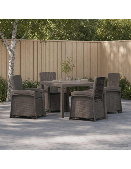 Set da Pranzo per Giardino 5 pz Grigio chiaro e Antracite PP