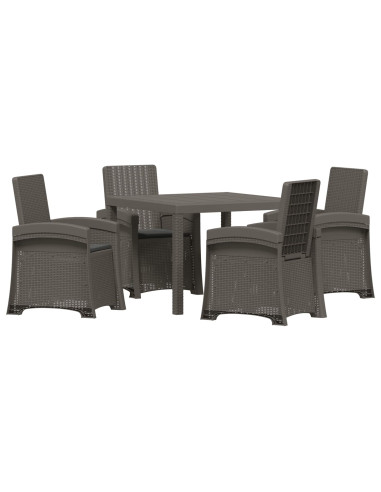 Set da Pranzo per Giardino 5 pz Grigio chiaro e Antracite PP