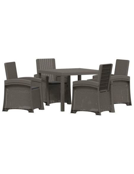 Set da Pranzo per Giardino 5 pz Grigio chiaro e Antracite PP