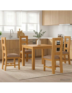 Set da pranzo 5 pz Grigio Legno di Quercia Massello