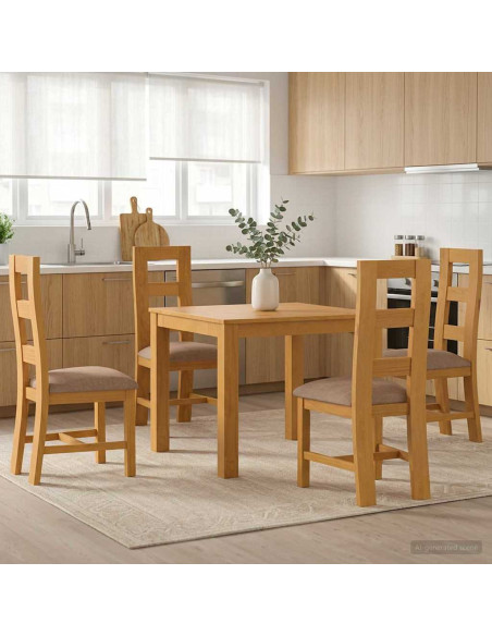 Set da pranzo 5 pz Grigio Legno di Quercia Massello