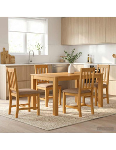 Set da pranzo 5 pz Grigio Legno di Quercia Massello