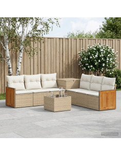 Set di divani 8 pz Beige e Bianco Crema