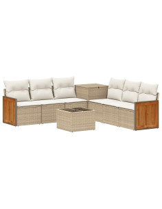 Set di divani 8 pz Beige e Bianco Crema 2