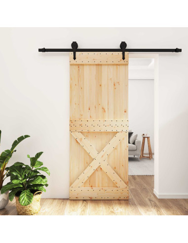 Porta scorrevole Naturale e Nero 85 x 210 cm