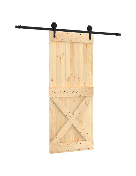 Porta scorrevole Naturale e Nero 85 x 210 cm