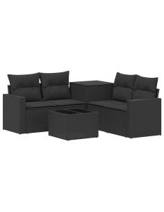 Set di divani 6 pz Nero Rattan sintetico e Acciaio 2