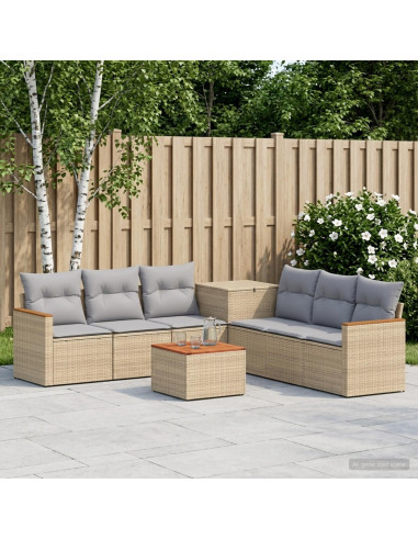 Set di divani 8 pz Beige e Grigio Chiaro