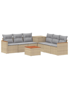 Set di divani 8 pz Beige e Grigio Chiaro 2