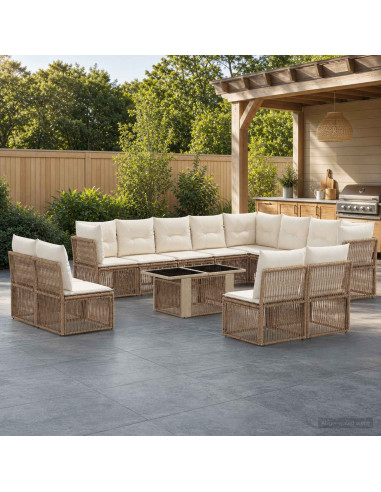 Set Divano da Giardino 13 pz Beige polyrattan