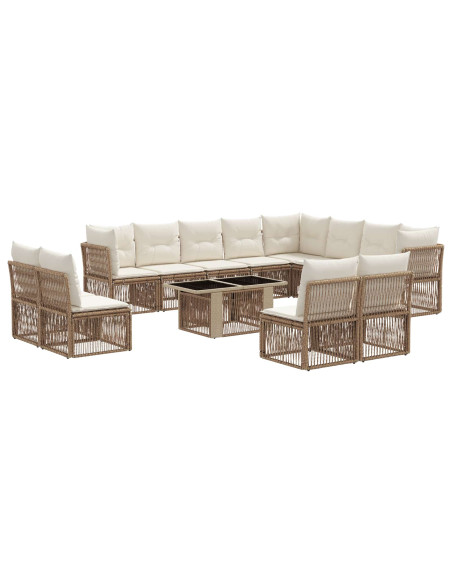 Set Divano da Giardino 13 pz Beige polyrattan