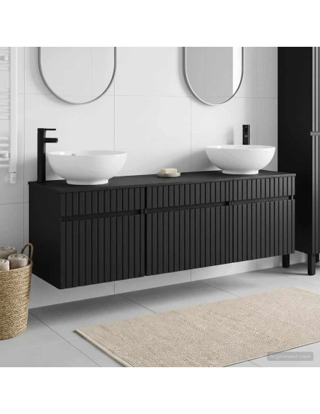 Set di Armadi da Bagno 3 pz Nero 49 x 44,5 x 66,5 cm