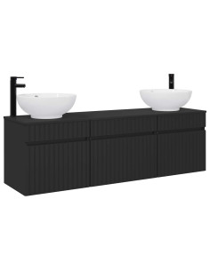 Set di Armadi da Bagno 3 pz Nero 49 x 44,5 x 66,5 cm 2