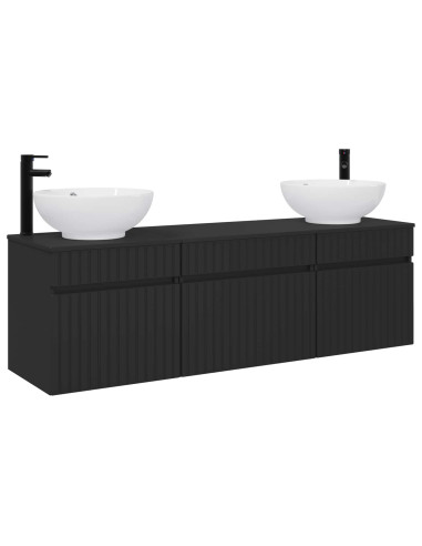 Set di Armadi da Bagno 3 pz Nero 49 x 44,5 x 66,5 cm