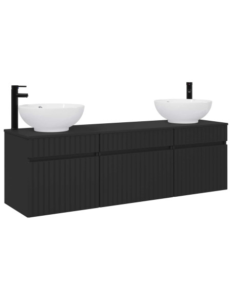 Set di Armadi da Bagno 3 pz Nero 49 x 44,5 x 66,5 cm