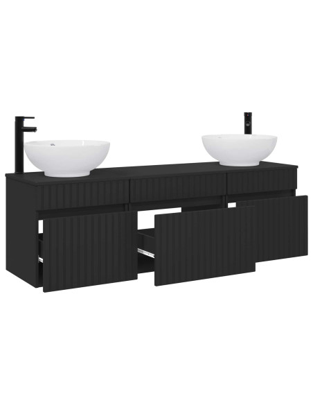 Set di Armadi da Bagno 3 pz Nero 49 x 44,5 x 66,5 cm
