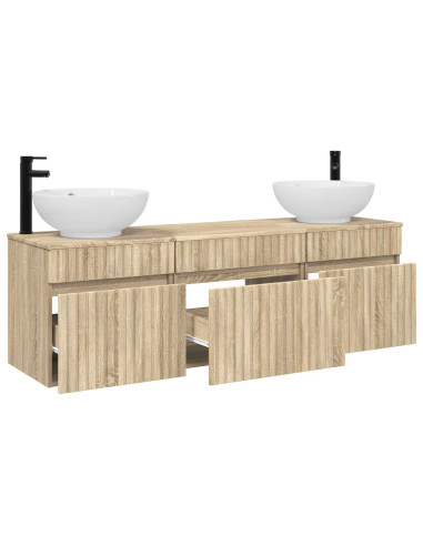 Set di Armadi da Bagno 3 pz Rovere Sonoma 49 x 44,5 x 66,5 cm
