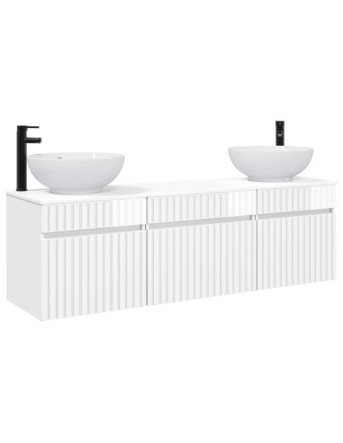 Set di Armadi da Bagno 3 pz Bianco Lucido 49 x 44,5 x 66,5 cm