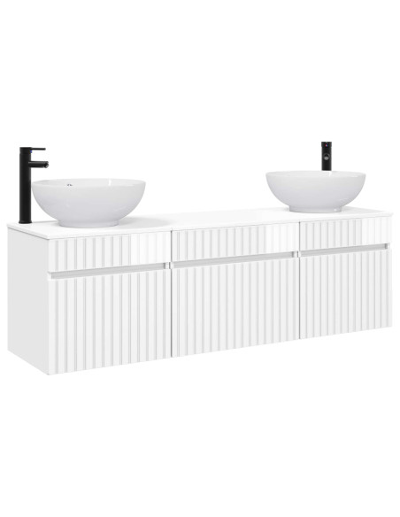 Set di Armadi da Bagno 3 pz Bianco Lucido 49 x 44,5 x 66,5 cm