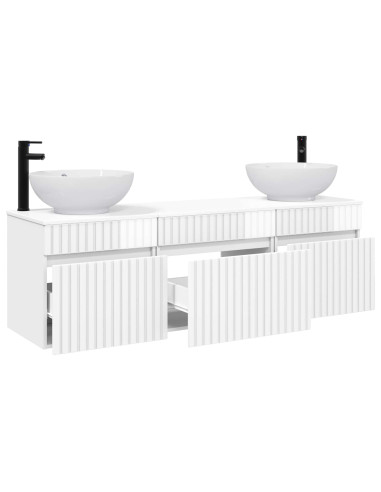 Set di Armadi da Bagno 3 pz Bianco Lucido 49 x 44,5 x 66,5 cm
