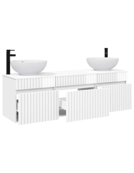 Set di Armadi da Bagno 3 pz Bianco Lucido 49 x 44,5 x 66,5 cm