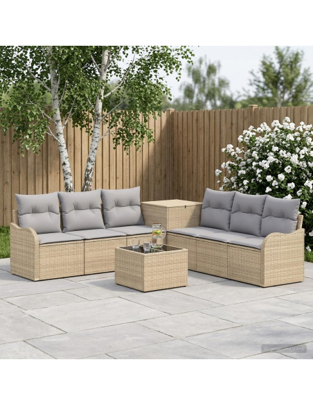 Set di divani 8 pz Beige e Grigio Chiaro