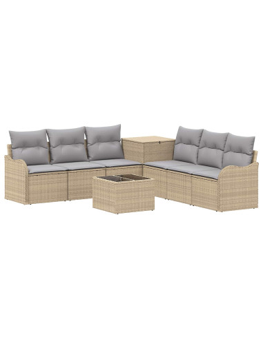 Set di divani 8 pz Beige e Grigio Chiaro