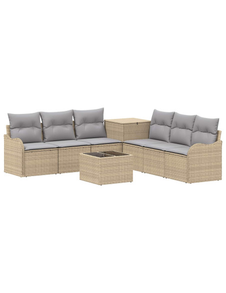 Set di divani 8 pz Beige e Grigio Chiaro