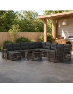 Set Divano da Giardino 12 pz Grigio e Grigio Scuro polyrattan