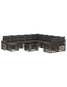 Set Divano da Giardino 12 pz Grigio e Grigio Scuro polyrattan 2