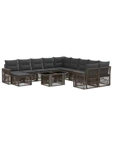 Set Divano da Giardino 12 pz Grigio e Grigio Scuro polyrattan