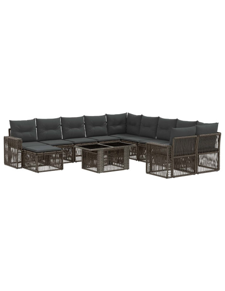 Set Divano da Giardino 12 pz Grigio e Grigio Scuro polyrattan