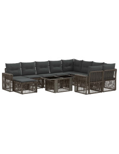 Set Divano da Giardino 11 pz Grigio e Grigio Scuro polyrattan 2