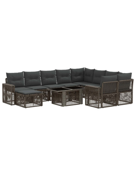 Set Divano da Giardino 11 pz Grigio e Grigio Scuro polyrattan