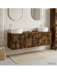 Set di Armadi da Bagno 3 pz Rovere Fumo 49,5 x 44,5 x 65,5 cm
