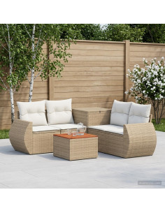 Set di divani 6 pz Beige e Bianco Crema