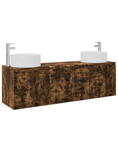 Set di Armadi da Bagno 3 pz Rovere Fumo 49,5 x 44,5 x 65,5 cm