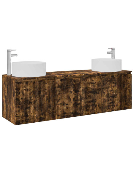 Set di Armadi da Bagno 3 pz Rovere Fumo 49,5 x 44,5 x 65,5 cm